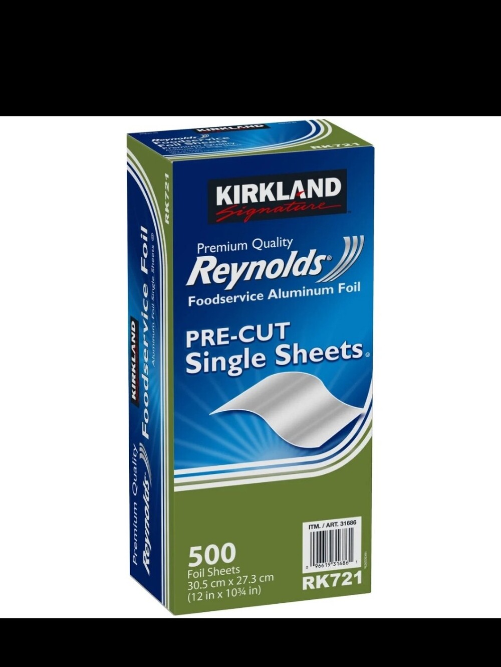 Kirkland Signature Reynolds Foodservice Aluminum Foil, Pre-Cut Single Sheets,500